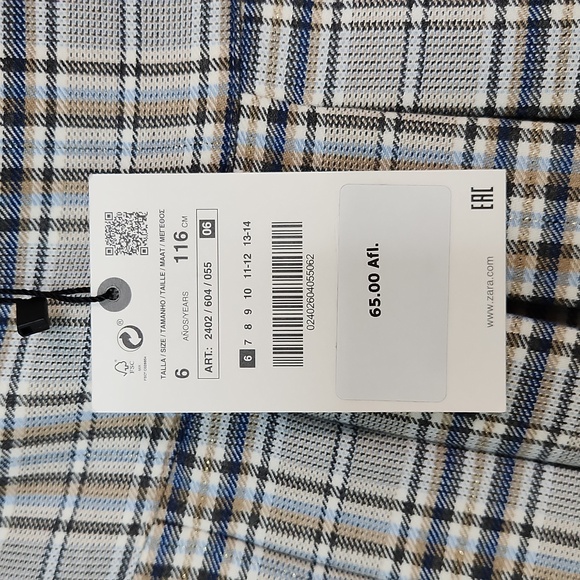 🔥FINAL💲⬇️Zara Girls Blue/Cream Pleated Plaid Knit Skirt, Size 6 ~ NWT - Picture 7 of 8